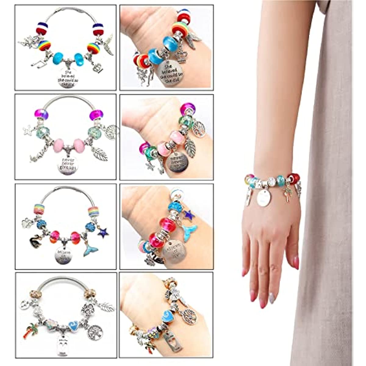 For Girls Teens Age 8-12, Unicorn/Mermaid Beads Charm Bracelet Making Kit, Jewelry Making Supplies Crafts Gifts Set for Christmas Halloween
