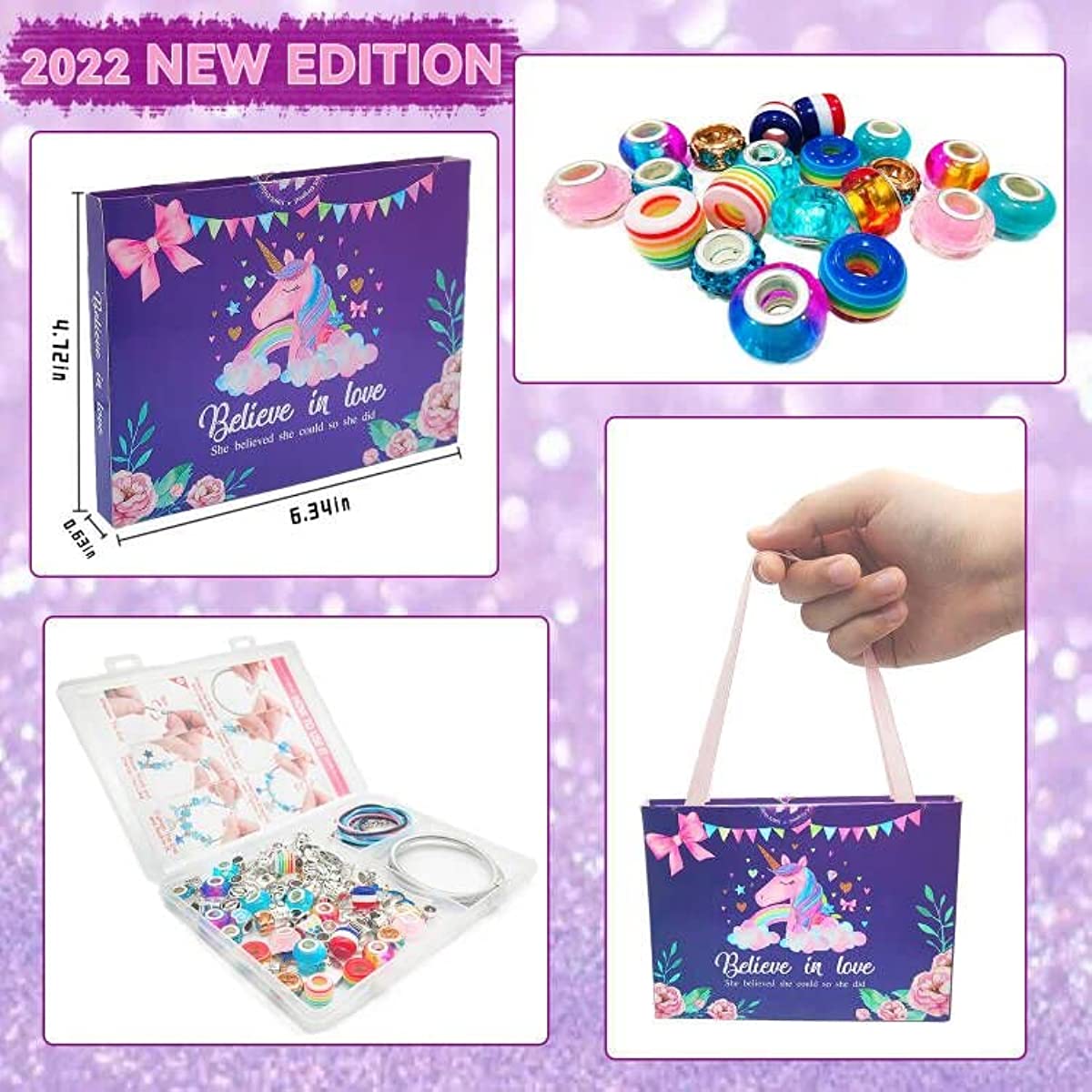 For Girls Teens Age 8-12, Unicorn/Mermaid Beads Charm Bracelet Making Kit, Jewelry Making Supplies Crafts Gifts Set for Christmas Halloween