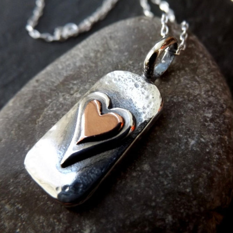 Retro Funky Double Layer Heart Pendant Necklace Vintage Jewelry for Men and Women
