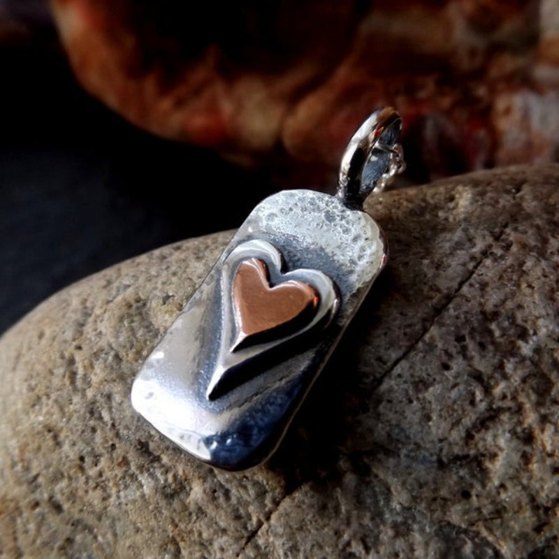 Retro Funky Double Layer Heart Pendant Necklace Vintage Jewelry for Men and Women