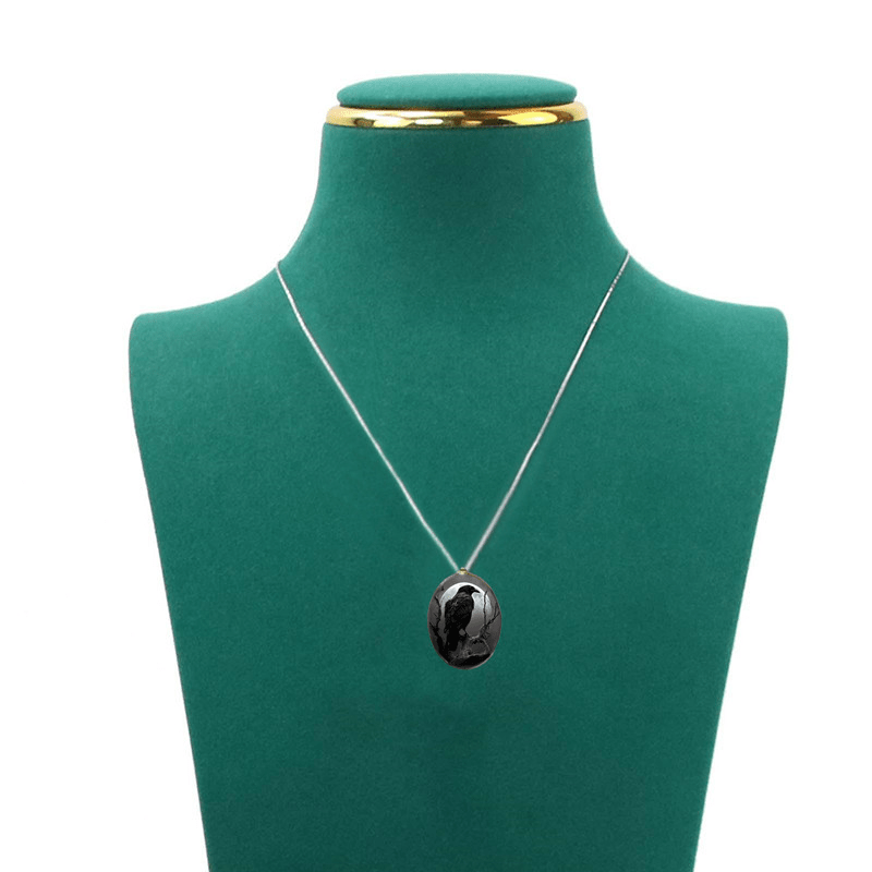 Men's Gothic Black Crow Pendant Necklace - Punk Animal Jewelry for Party and Anniversary