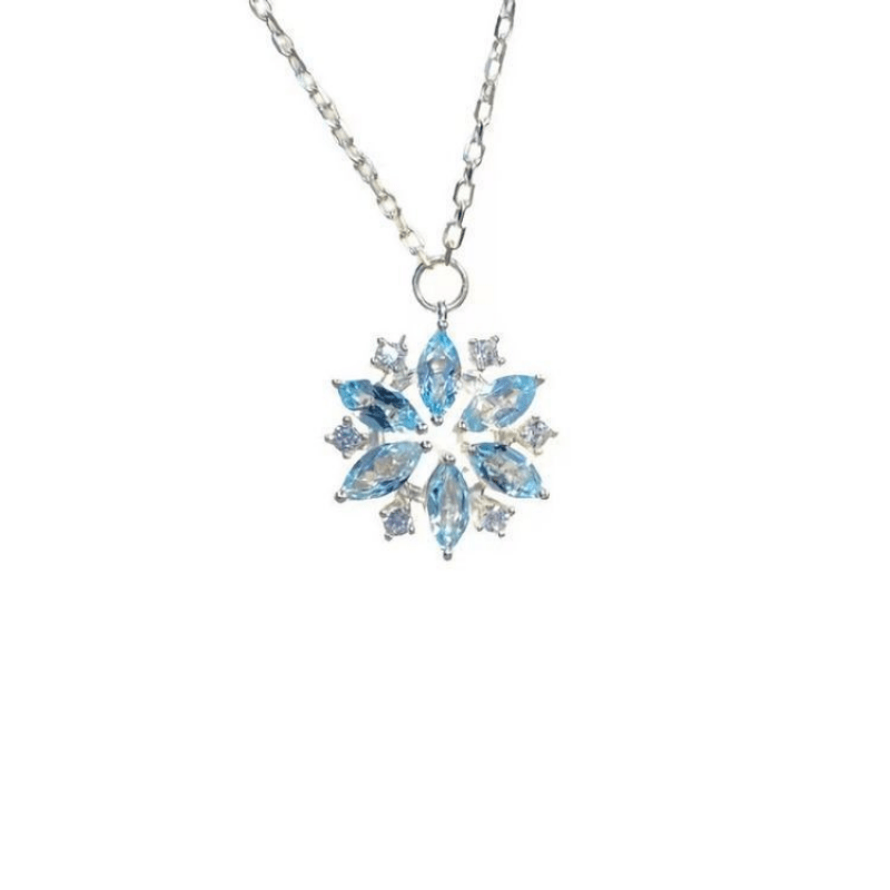 Sky Blue Snowflake Collarbone Necklace for Girls - Fashionable Pendant Jewelry for Birthdays and Anniversaries