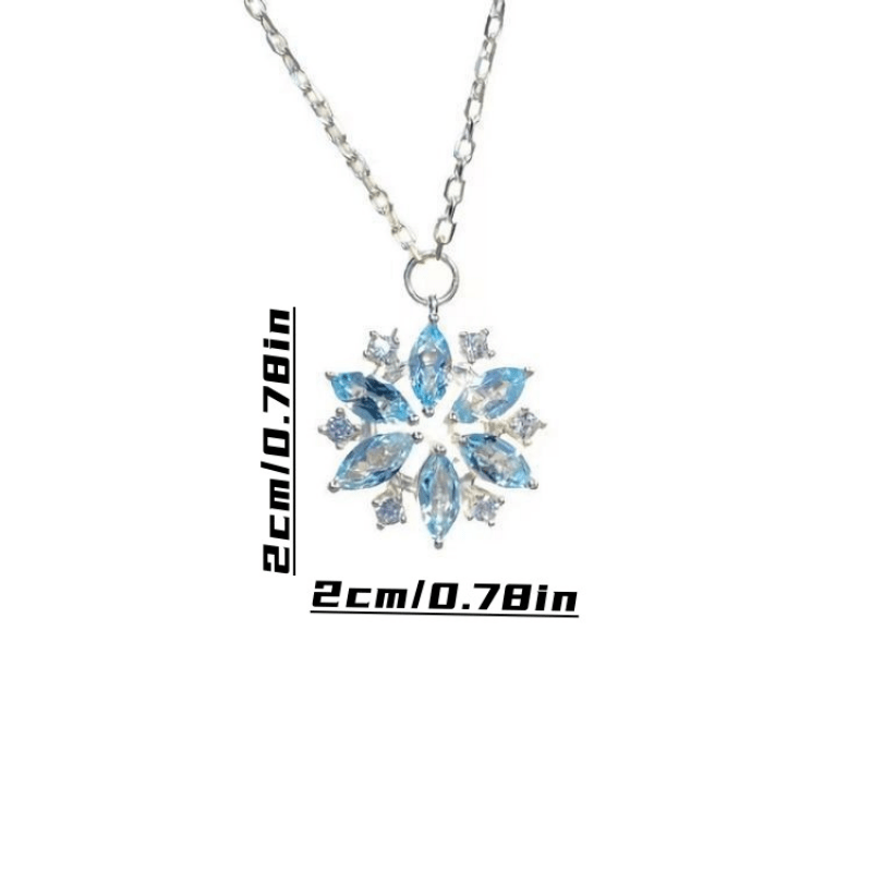 Sky Blue Snowflake Collarbone Necklace for Girls - Fashionable Pendant Jewelry for Birthdays and Anniversaries