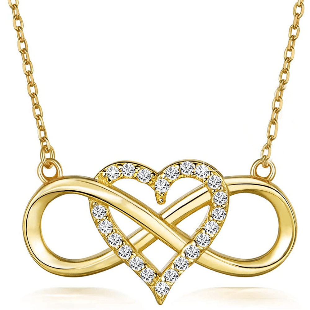 Infinity Heart Necklace Set for Granddaughter Birthday Gifts 14K Gold Plated Jewelry with Sentimental Card