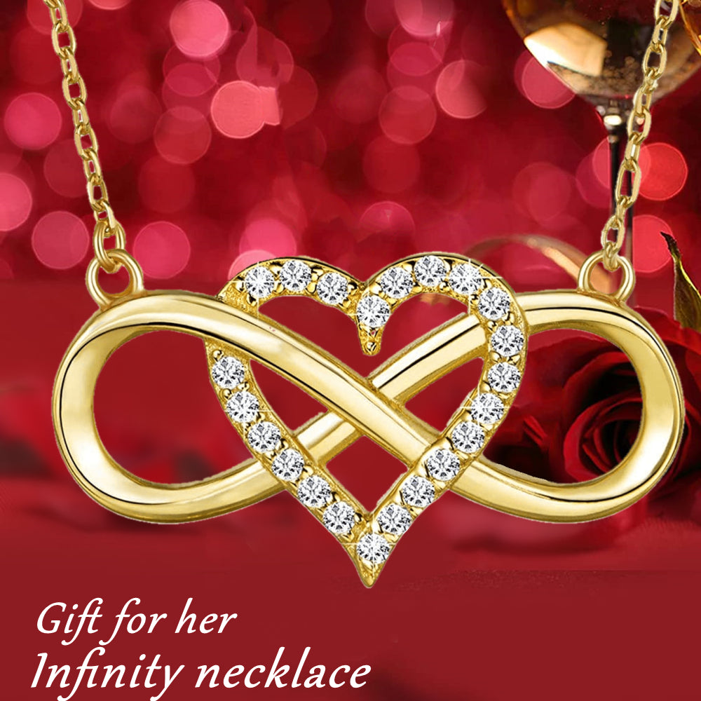Infinity Heart Necklace Set for Granddaughter Birthday Gifts 14K Gold Plated Jewelry with Sentimental Card