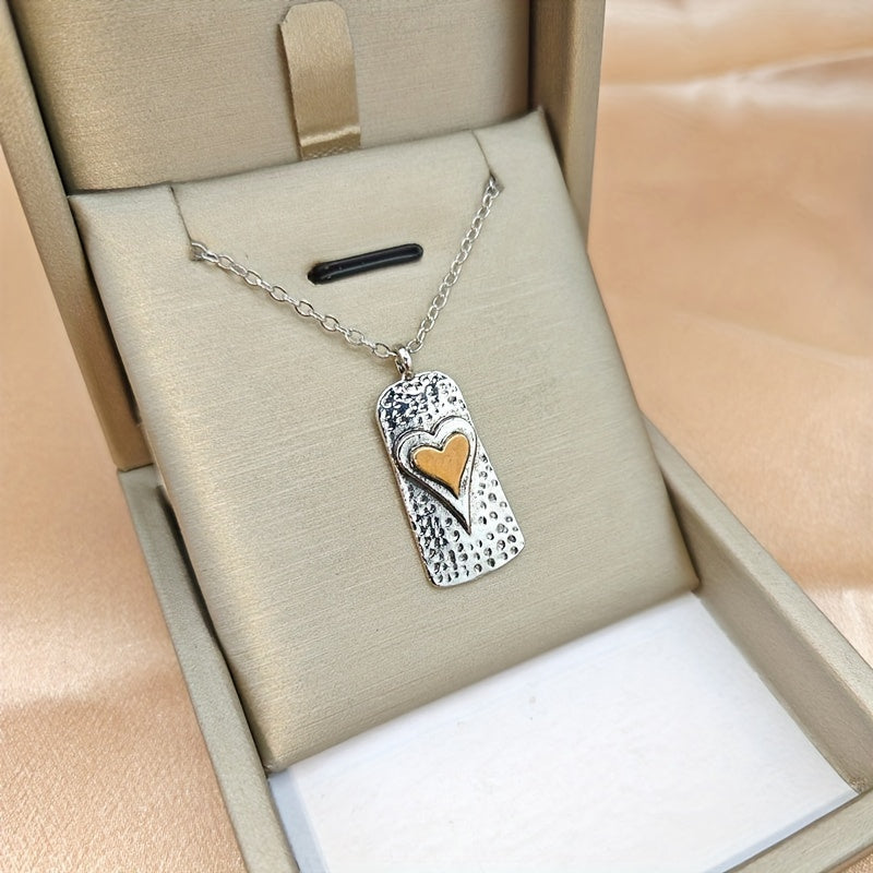 Retro Funky Double Layer Heart Pendant Necklace Vintage Jewelry for Men and Women