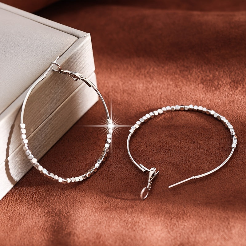 Elegant Cubic Beads Hoop Earrings for Women 18K Gold Plated Jewelry