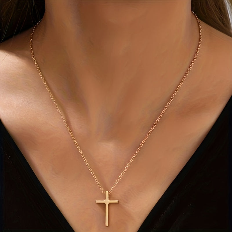 Elegant Vintage Cross Necklace 18K Gold Plated Timeless Jewelry Gift