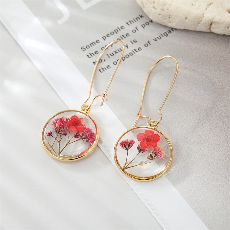Dried Flower Leaf Pendant Earrings - Hypoallergenic Boho Jewelry for Women