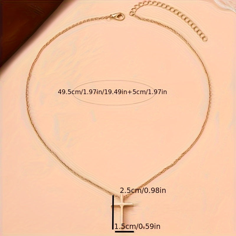 Elegant Vintage Cross Necklace 18K Gold Plated Timeless Jewelry Gift