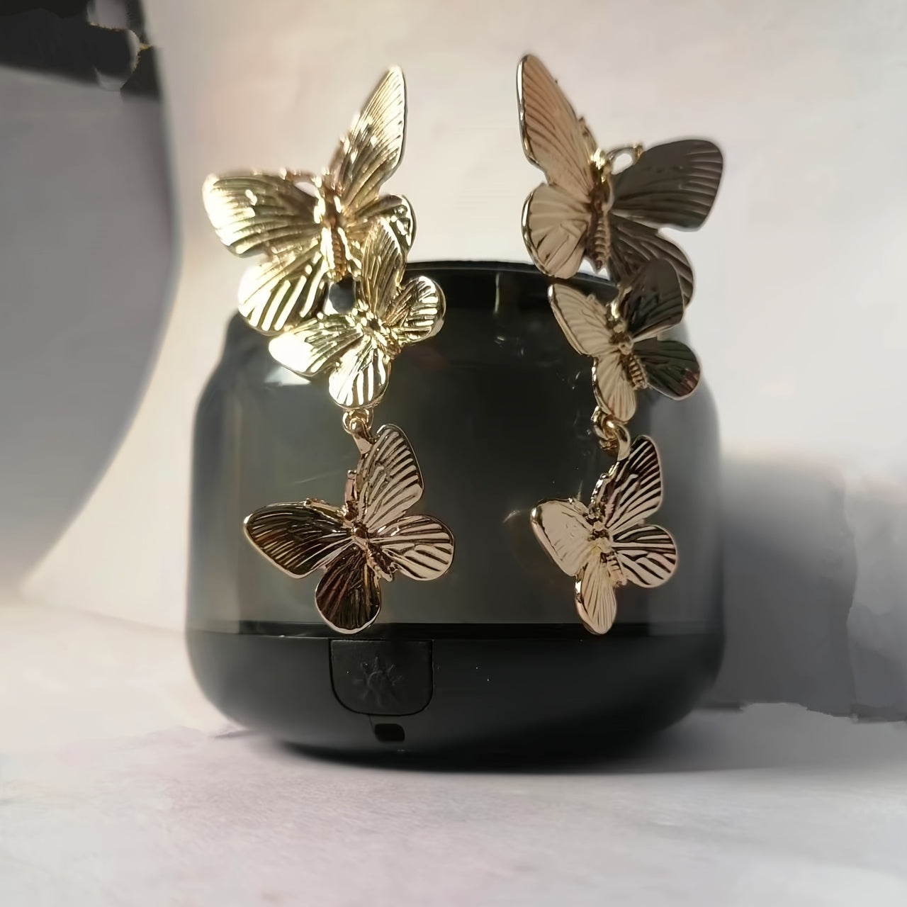 Golden Butterfly Earrings for Women - Large Gold Plated Dangling Jewelry with Unique Animal Design