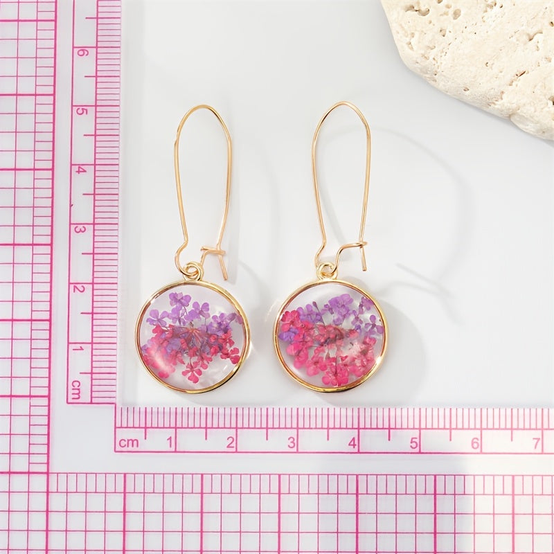 Dried Flower Leaf Pendant Earrings - Hypoallergenic Boho Jewelry for Women