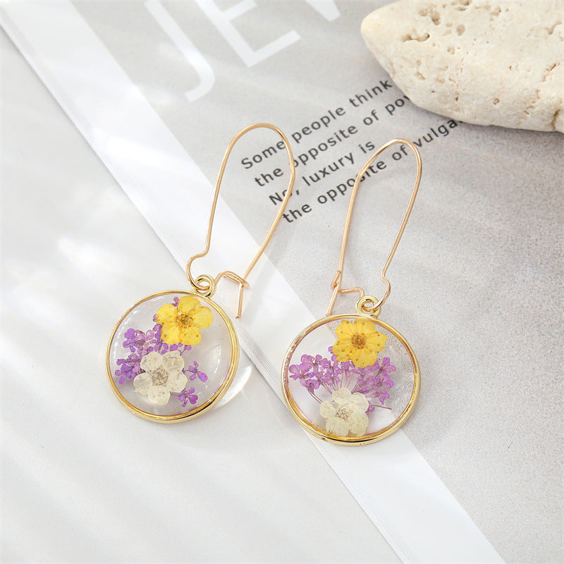 Dried Flower Leaf Pendant Earrings - Hypoallergenic Boho Jewelry for Women