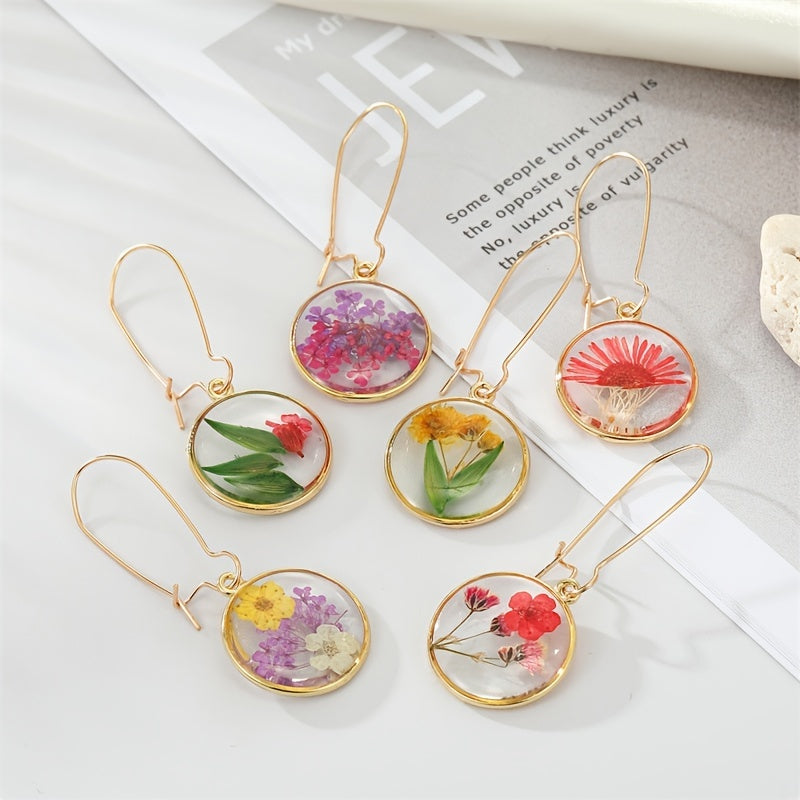 Dried Flower Leaf Pendant Earrings - Hypoallergenic Boho Jewelry for Women