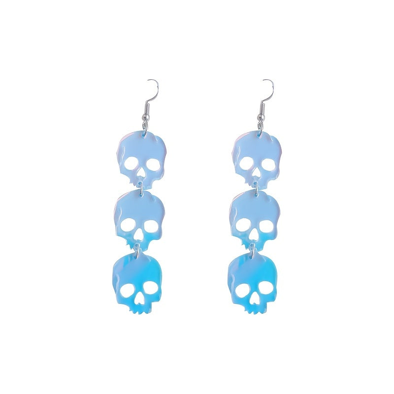 Translucent Acrylic Skull Drop Earrings Punk Style Halloween Jewelry