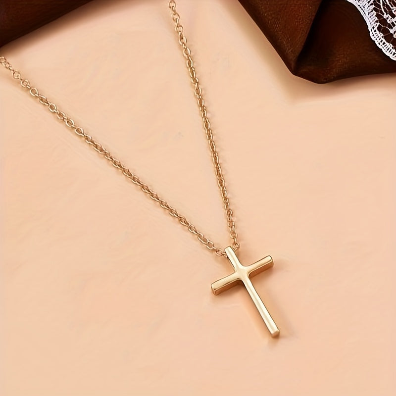 Elegant Vintage Cross Necklace 18K Gold Plated Timeless Jewelry Gift