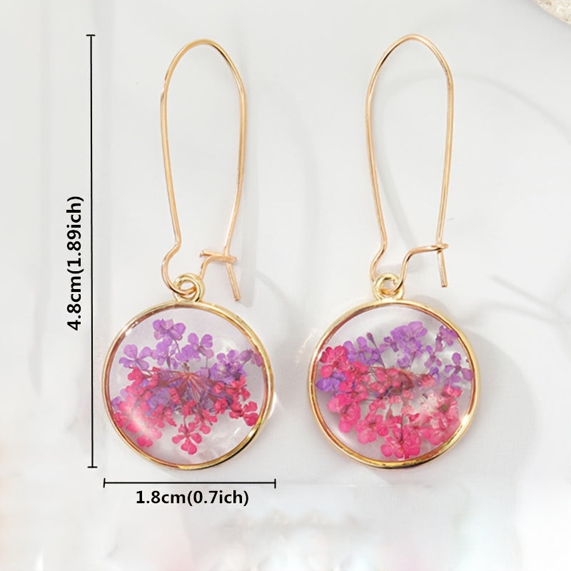 Dried Flower Leaf Pendant Earrings - Hypoallergenic Boho Jewelry for Women