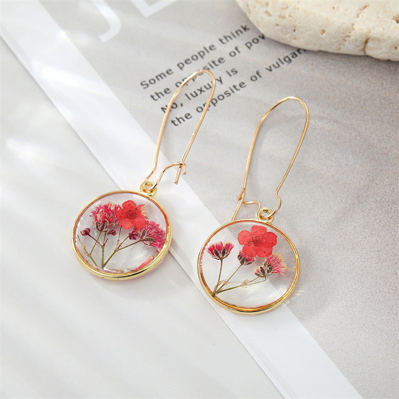 Dried Flower Leaf Pendant Earrings - Hypoallergenic Boho Jewelry for Women