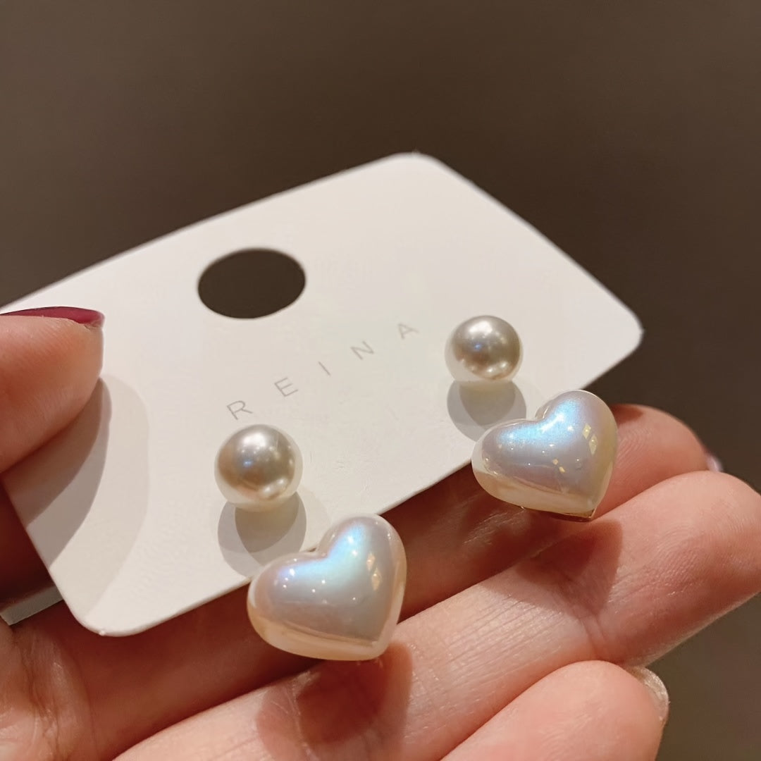 Elegant Heart Pearl Drop Earrings for Women - Vintage Boho Jewelry Accessories