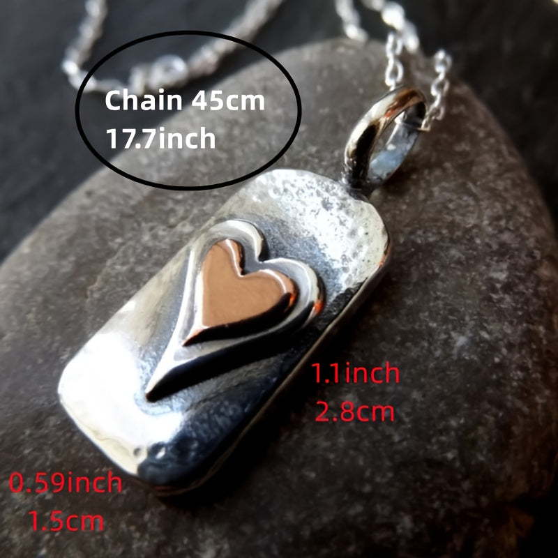Retro Funky Double Layer Heart Pendant Necklace Vintage Jewelry for Men and Women