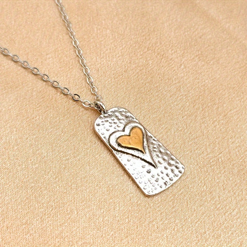 Retro Funky Double Layer Heart Pendant Necklace Vintage Jewelry for Men and Women