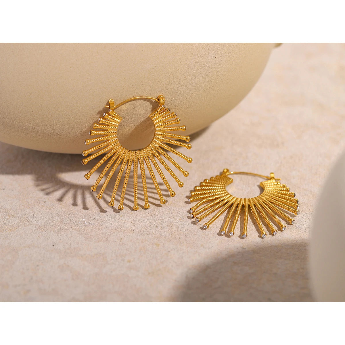 Exquisite Gold Plated Stainless Steel Hoop Earrings for Women