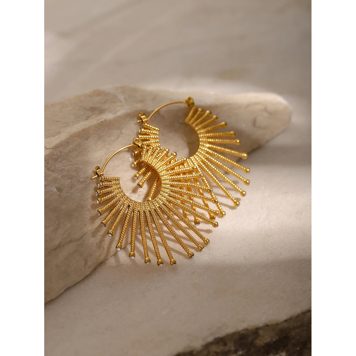 Exquisite Gold Plated Stainless Steel Hoop Earrings for Women