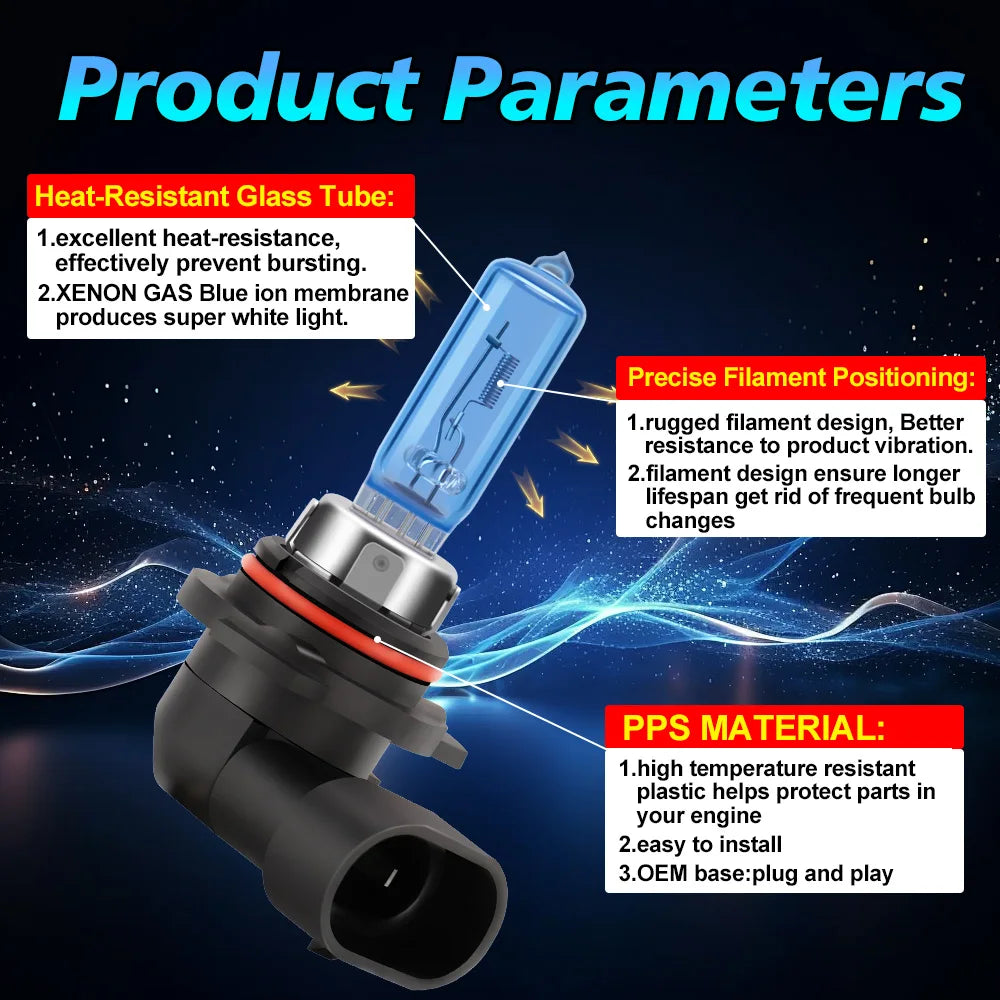 High Performance Halogen Headlight Bulbs Combo for Accord 1995 to 2012 9005 High Beam and 9006 Low Beam Plug and Play 6000K Bright Light