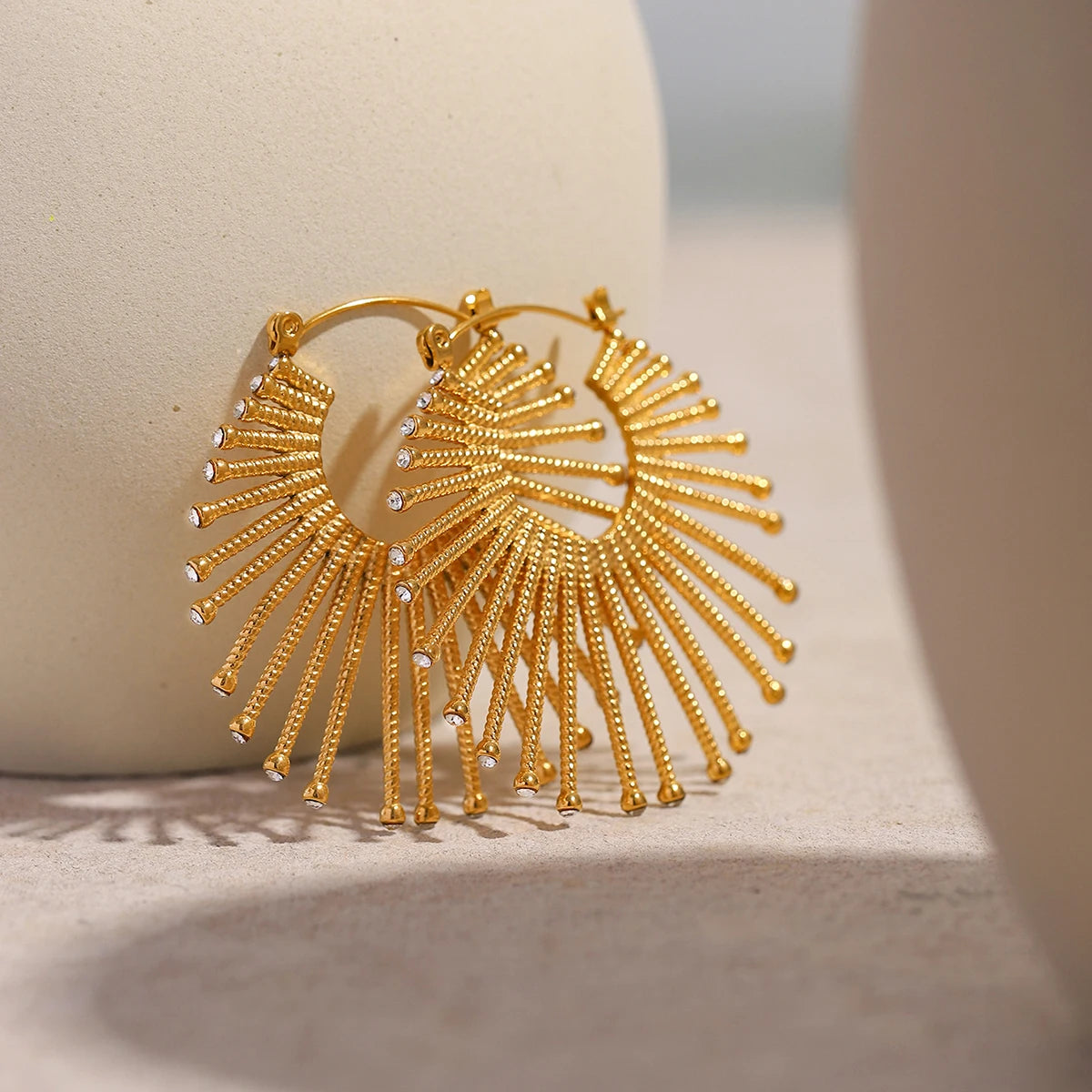 Exquisite Gold Plated Stainless Steel Hoop Earrings for Women