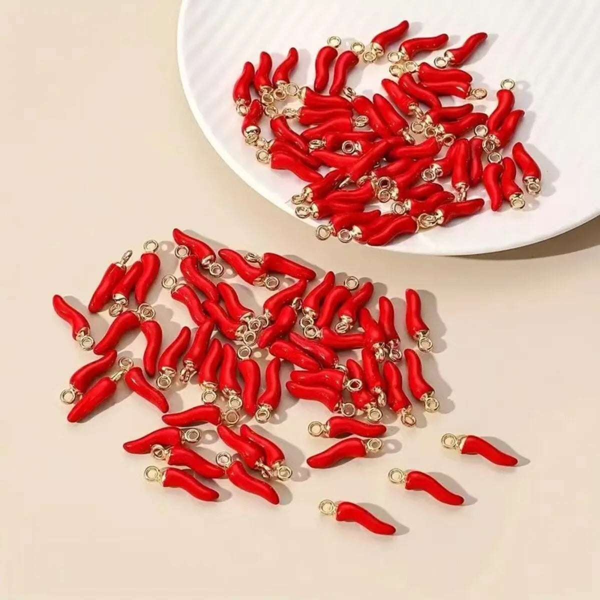 Red Chili Pepper Enamel Charms Set for DIY Jewelry Making