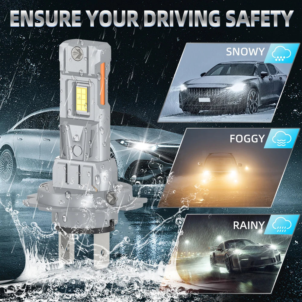 Roadsun 2PCS H7 LED Headlight Bulbs 30000LM High Low Beam Canbus for Auto Motorcycle