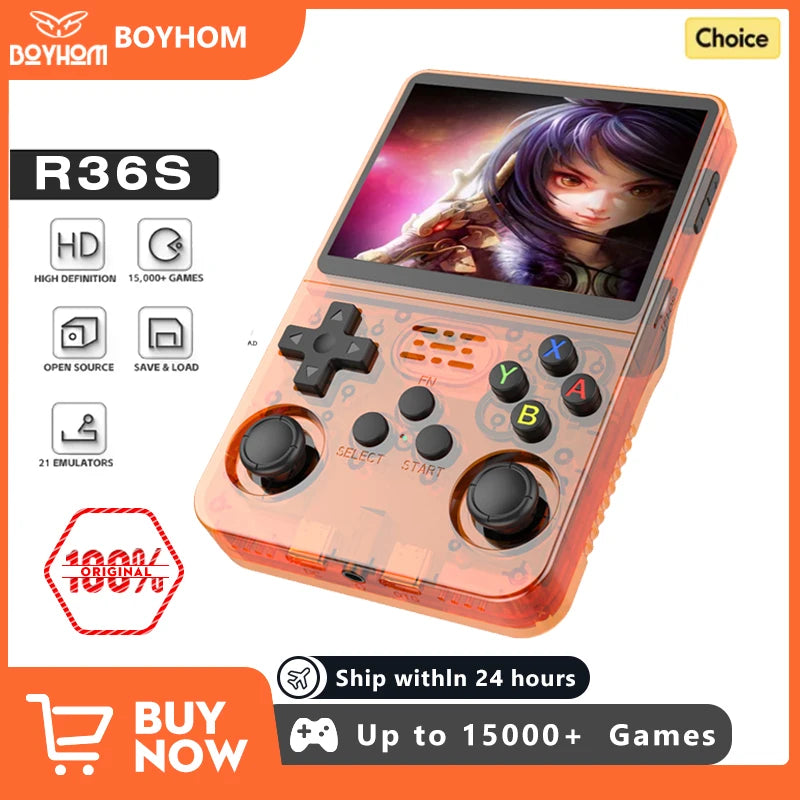 R36S Retro Handheld Game Console Linux 3.5 Inch IPS Screen Pocket Player 64GB 15000 Games