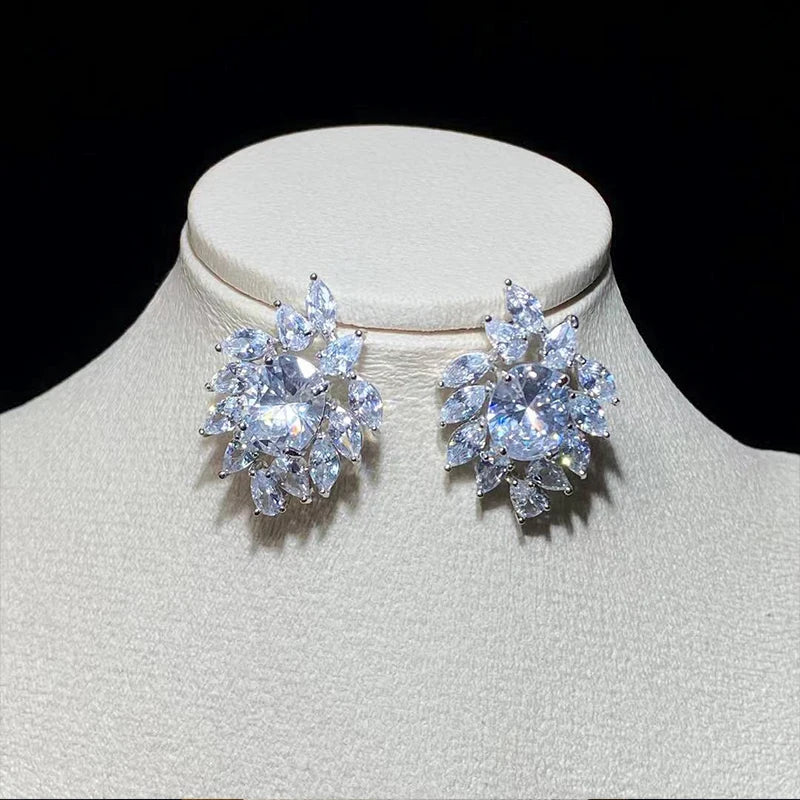 Luxury Bridal Jewelry Set With Water Drop Cubic Zirconia Necklace and Earrings