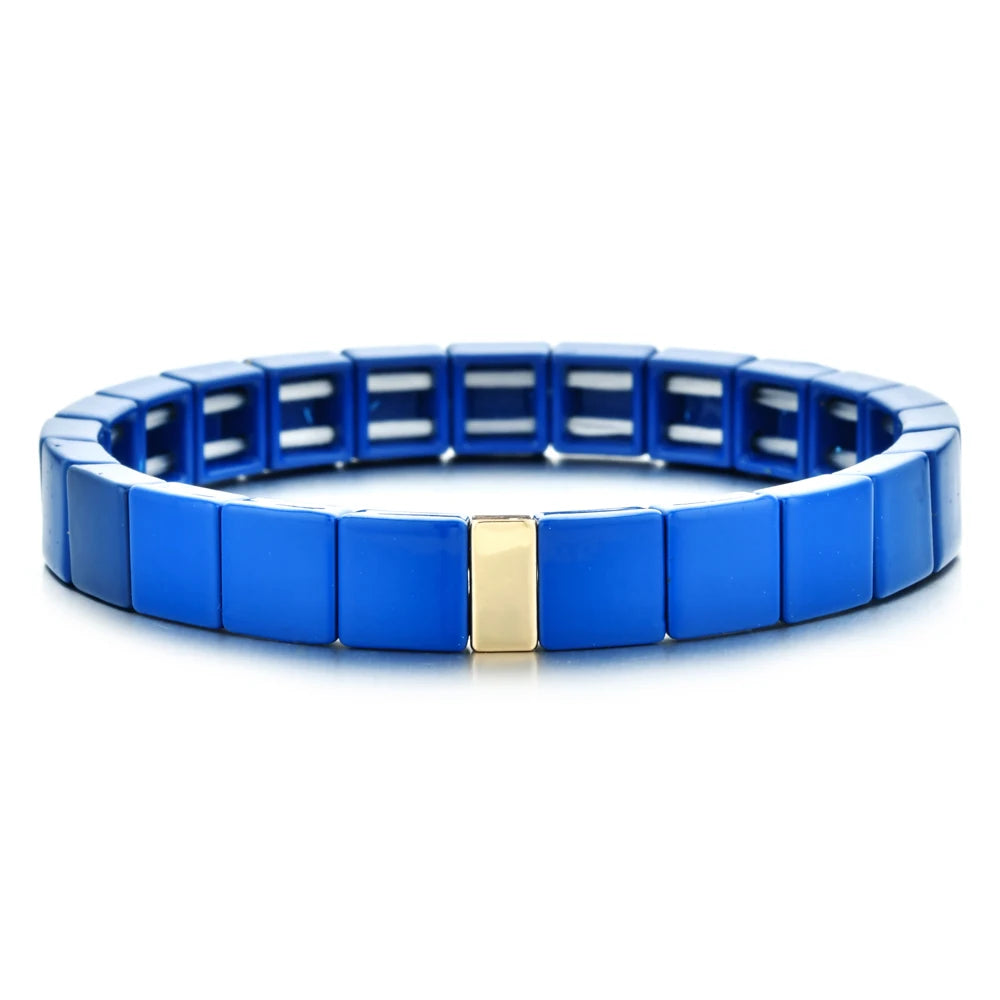 Rainbow Boho Enamel Stretch Bracelets for Women - Handmade Unisex Fashion Bangles by ZMZY