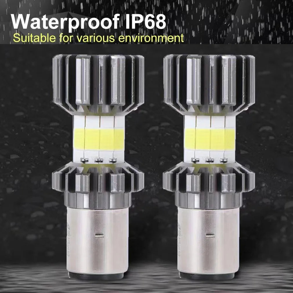 H4 H6 BA20D 8 Sides COB LED Motorcycle Headlight 6000K