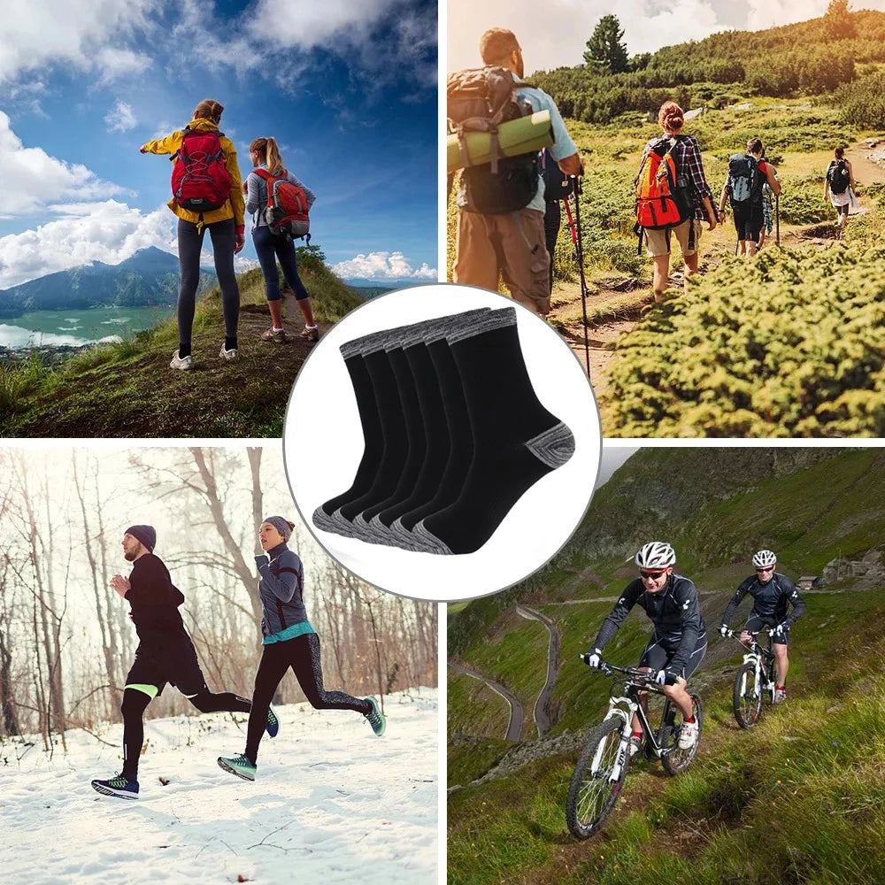 5 Pairs Men’s High Quality Autumn Winter Crew Socks Comfortable Long Black Sports Hiking Running Socks Size 38-44