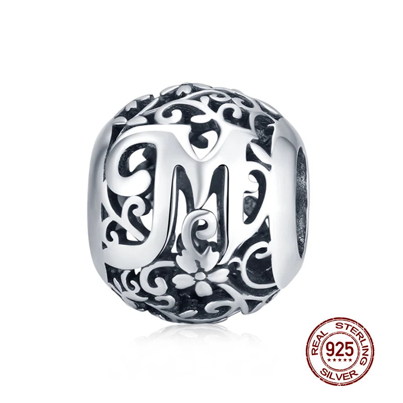 Genuine 925 Sterling Silver Vintage Galaxy Round Charms Top Rated Openwork Beads for Authentic Bracelets CQC1444-M