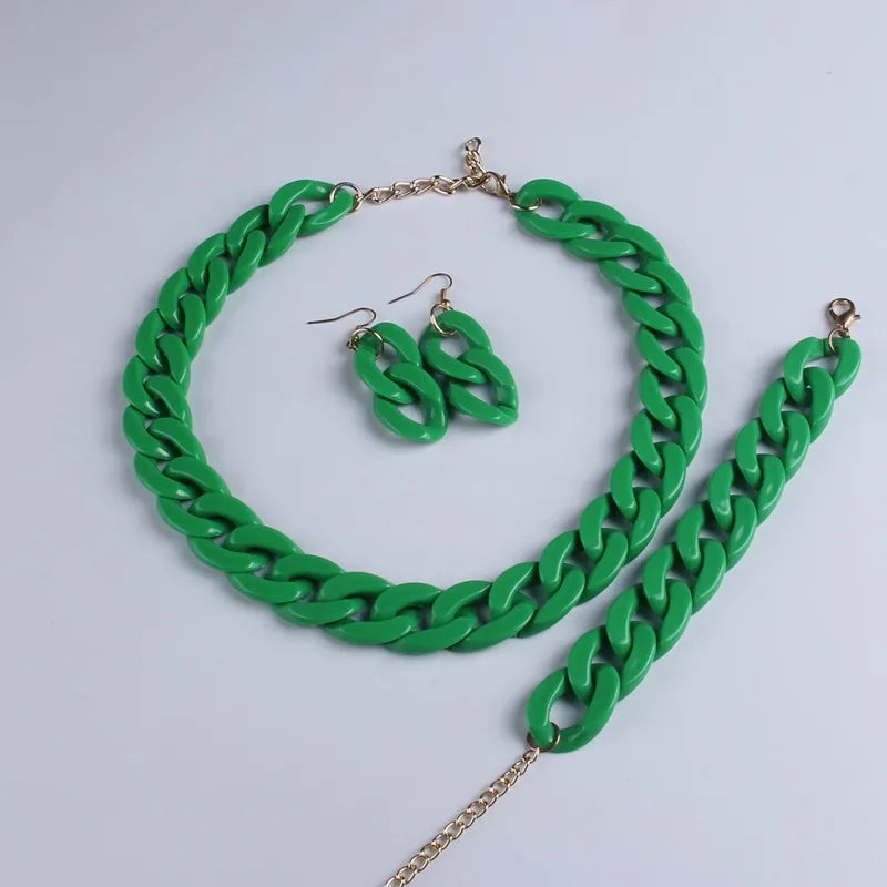 FishSheep Bohemian Candy Color Choker Necklace and Earrings Set for Women 2022 Fashion Jewelry