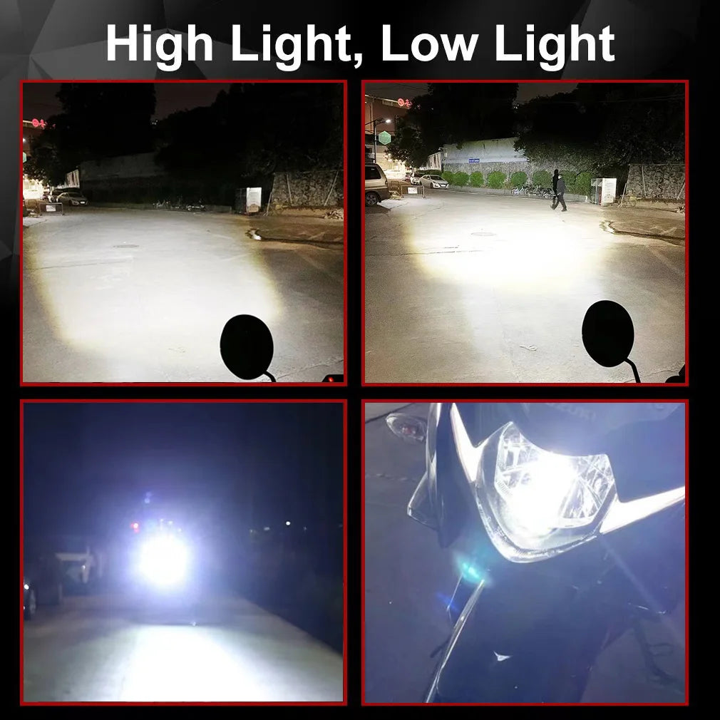 H4 H6 BA20D 8 Sides COB LED Motorcycle Headlight 6000K