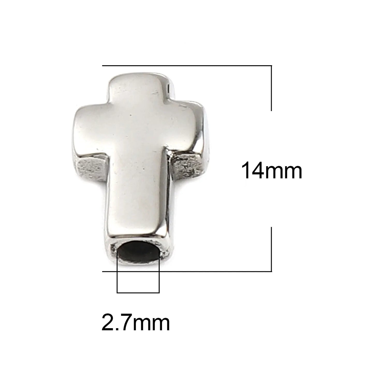New Trend Stainless Steel Religious Cross Beads in Gold Color 14mm x 10mm with 2.7mm Hole