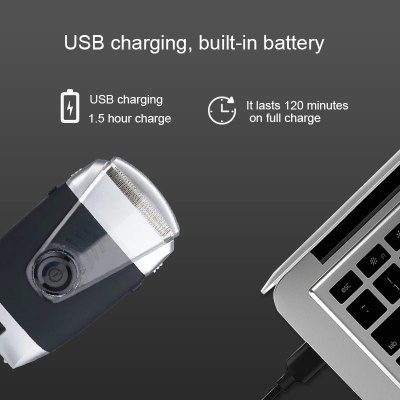 Powerful Electric Shaver for Men Wet Dry Rechargeable USB Razor with Stainless Steel Blades and Fast Charging