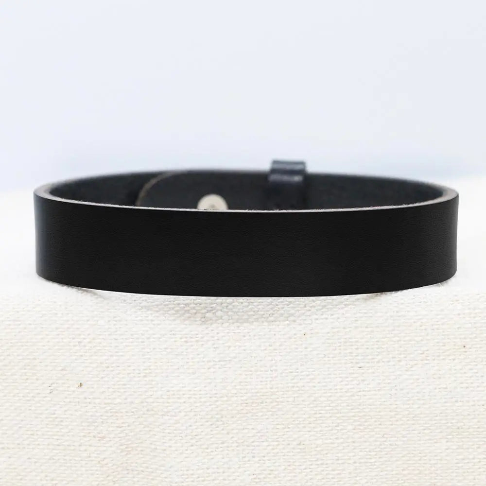 Custom Engraved Leather Bracelet for Men - Personalized Anniversary Gift with Kids Names or Coordinates