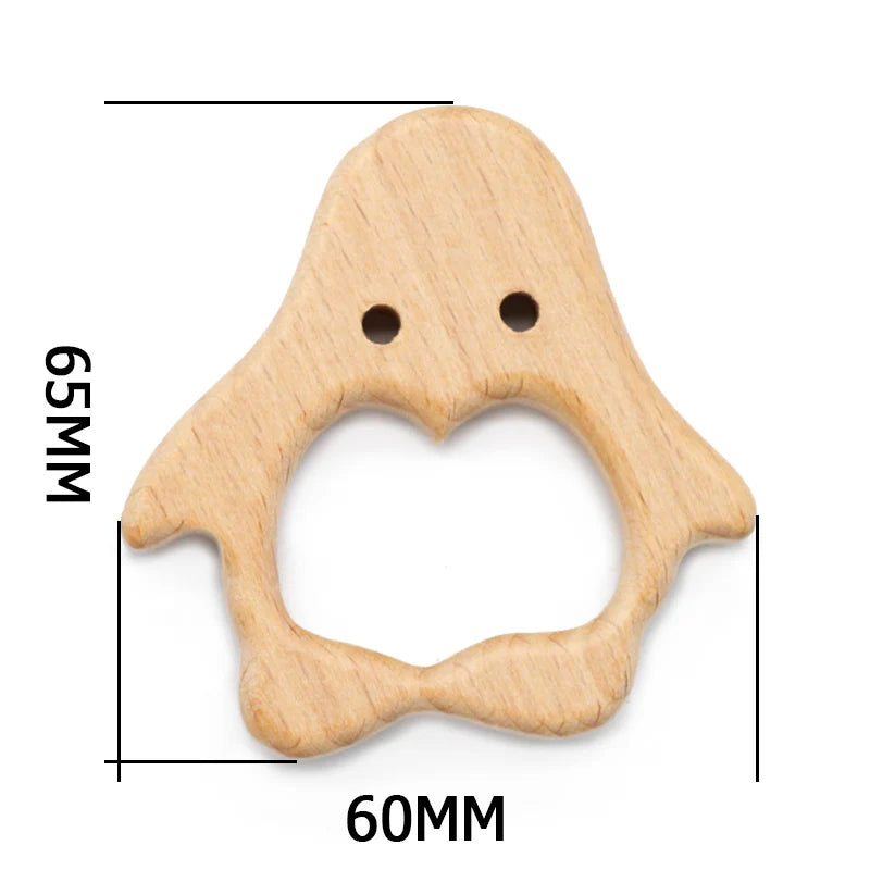 Natural Beech Wood Baby Teethers Set in Animal Shapes - Tortoise, Koala, Whale, Turtle - Food Grade Newborn Toys