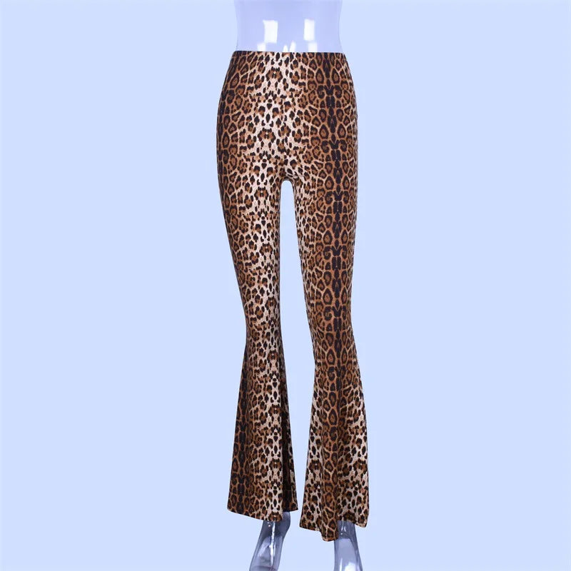 High Waist Leopard Print Flare Leggings For Women Autumn