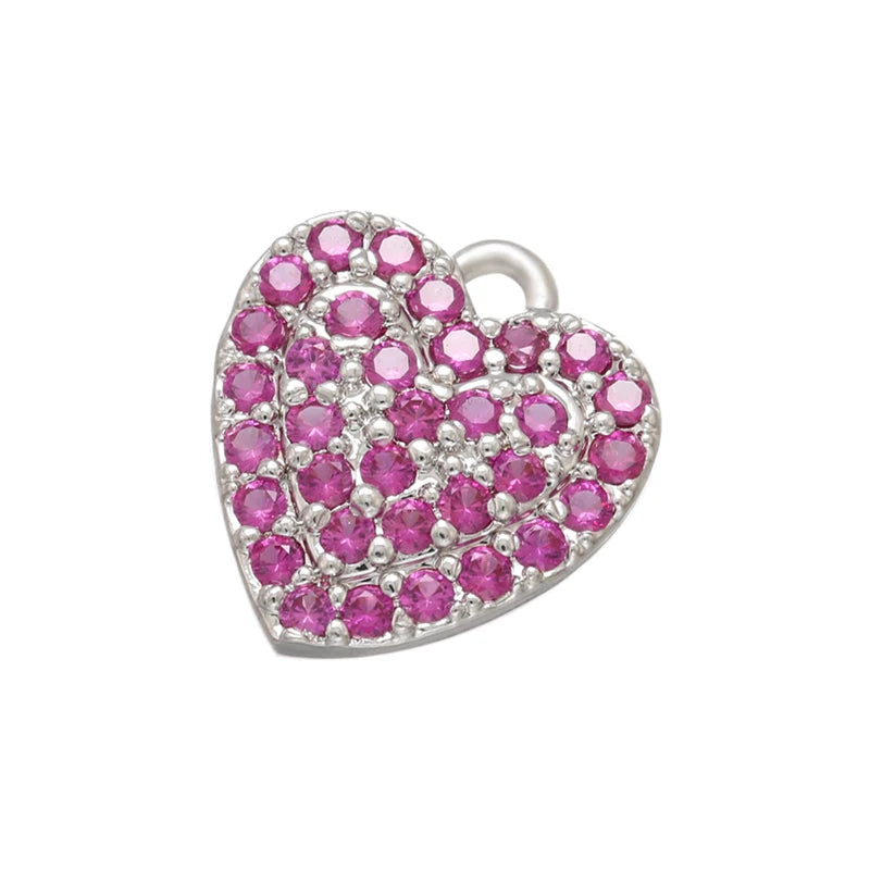 Zhukou Brass Heart Crystal Pendant for Women Jewelry Making