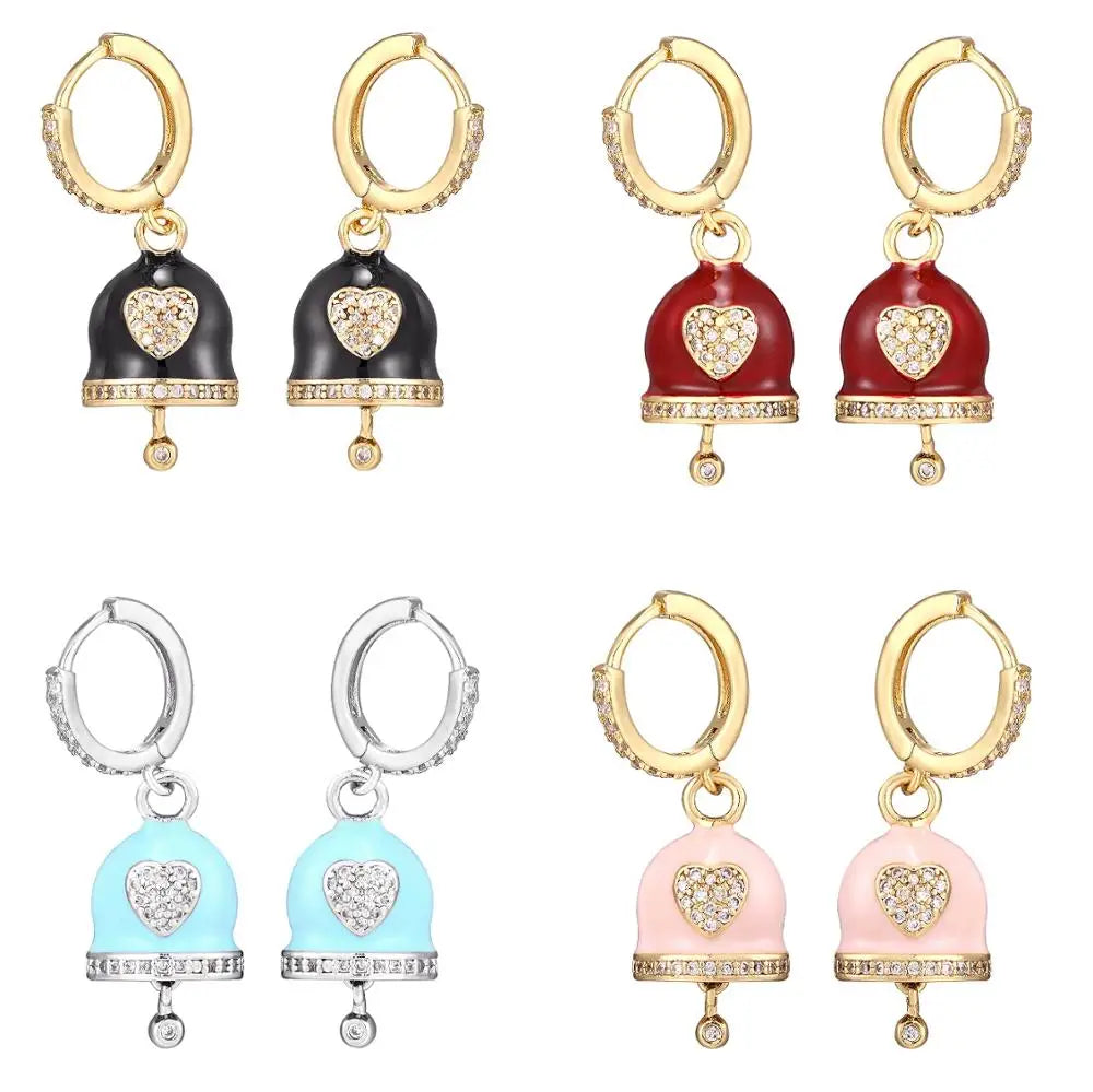 Hecheng Colorful CZ Bell Hoop Earrings for Women Fashion Jewelry