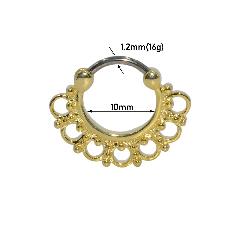 Surgical Steel Indian Nose Septum Ring with Crystal Gem for Women