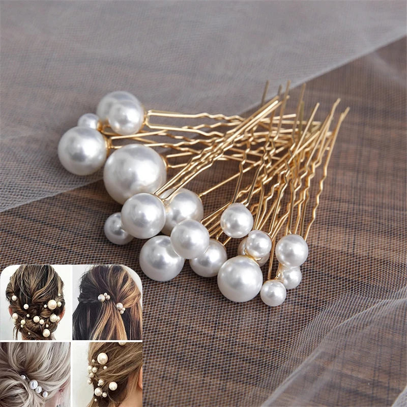 Elegant Pearl Bridal Hair Pin U-Shaped Barrette Clip for Wedding and Party Styles
