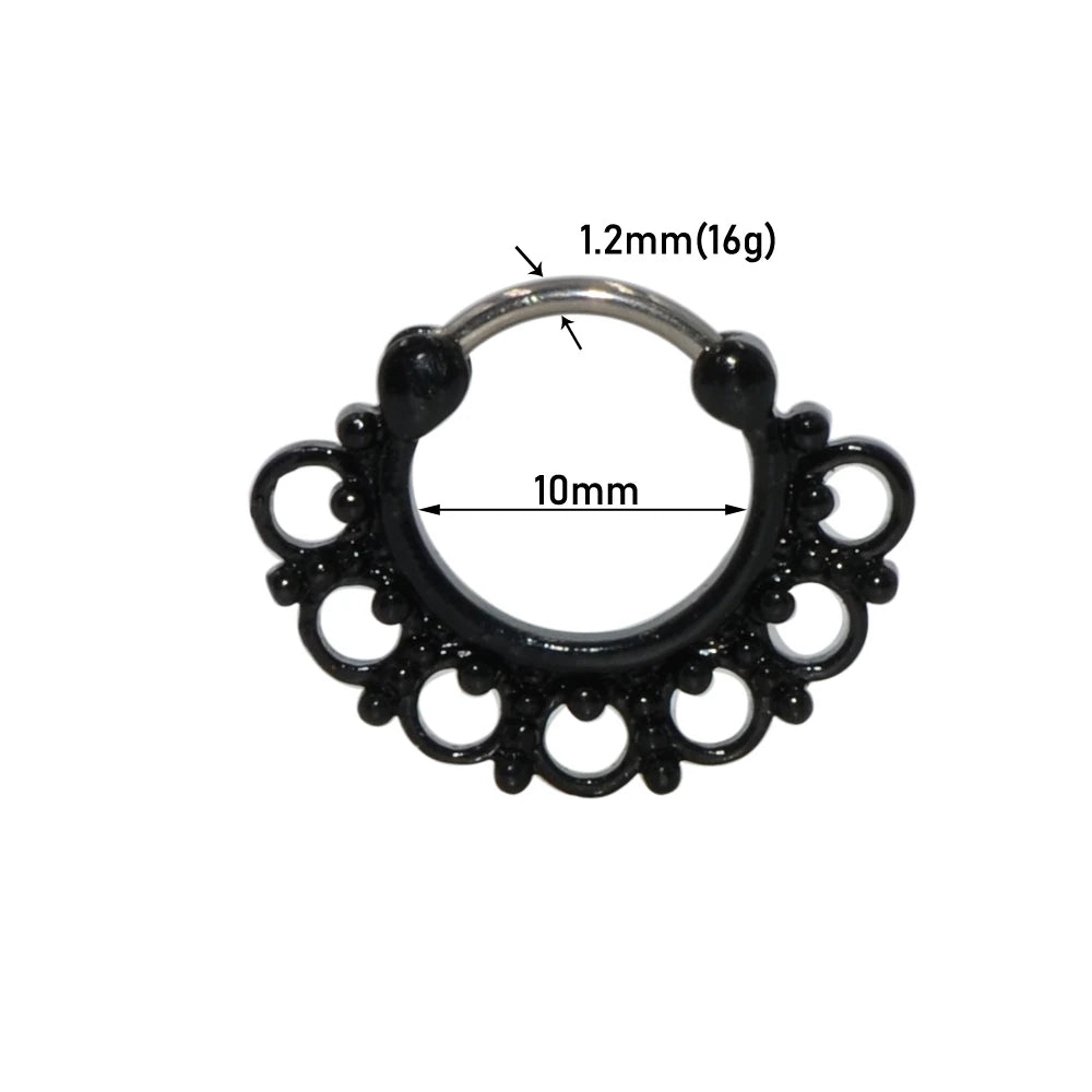 Surgical Steel Indian Nose Septum Ring with Crystal Gem for Women