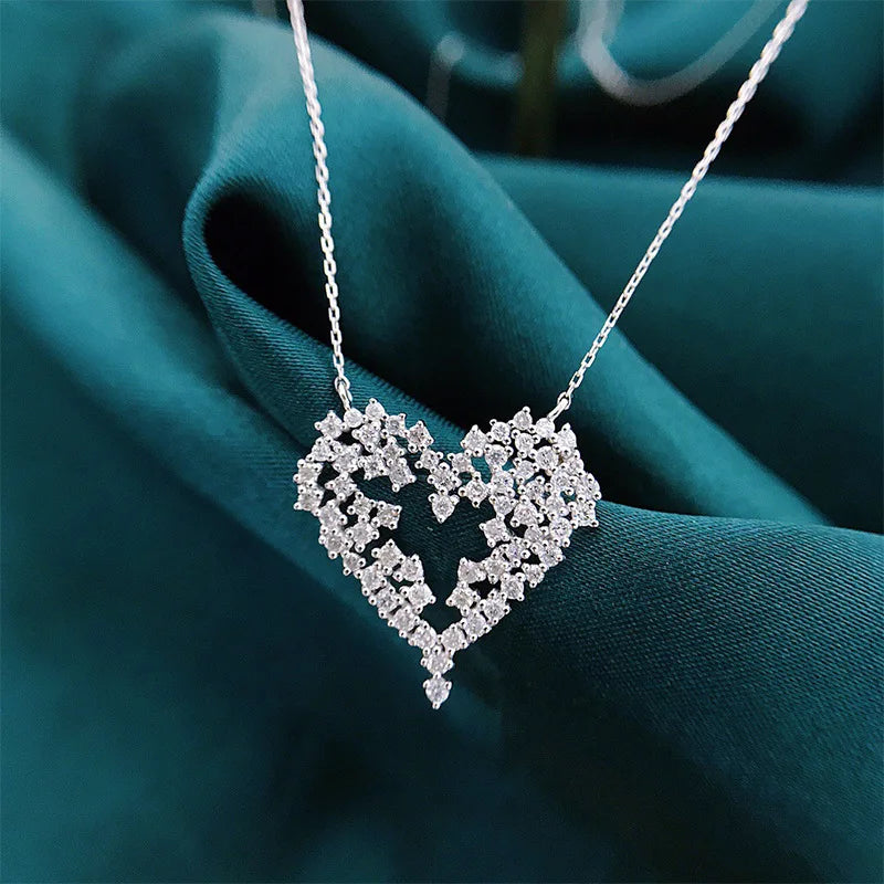 Huitan Love Pendant Necklace for Women with Sparkling Cubic Zirconia Heart Design
